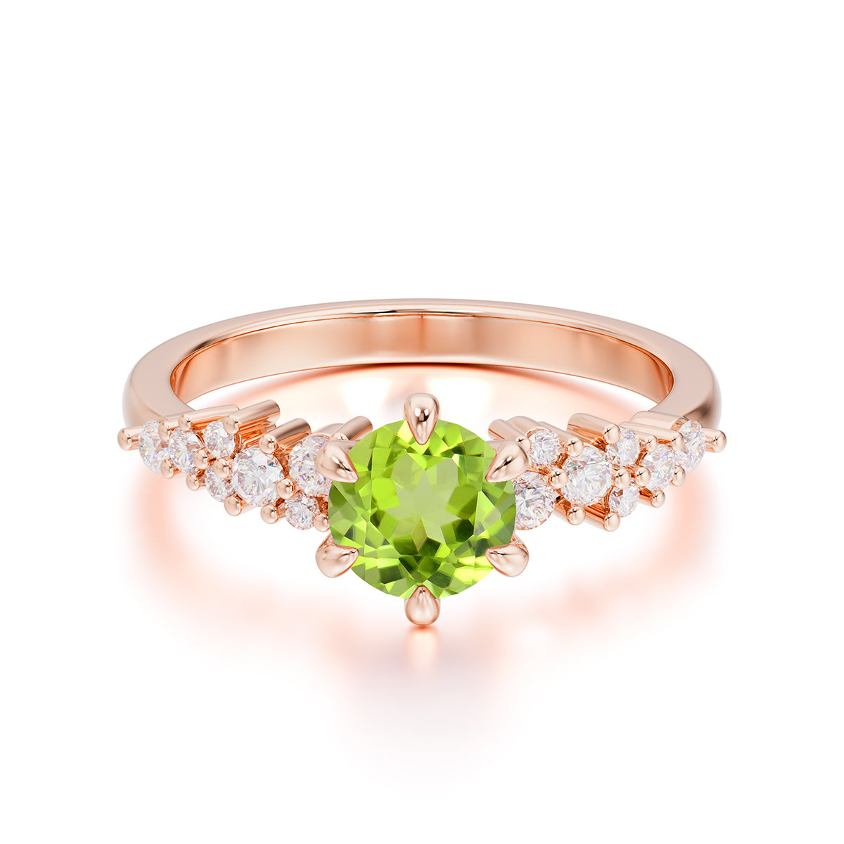 Round Peridot Promise Ring Classic Engagement Ring Six Claw Prong Setting