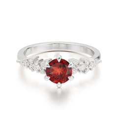 Round Garnet Promise Ring Classic Engagement Ring Six Claw Prong Setting