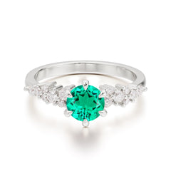 Round Emerald Promise Ring Classic Engagement Ring Six Claw Prong Setting