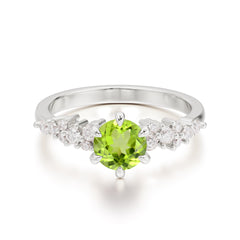 Round Peridot Promise Ring Classic Engagement Ring Six Claw Prong Setting