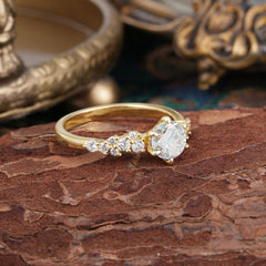 Round Moissanite Promise Ring Sparkling Look Six Claw Mount