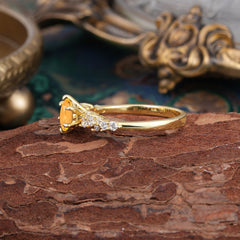 Luxury 6-Prong Round Cut Citrine Ring