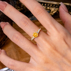 Luxury 6-Prong Round Cut Citrine Ring