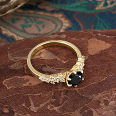 Round Black Onyx Promise Ring Bold Look Six Claw Design