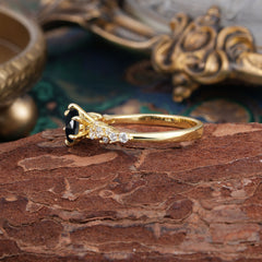 Round Black Onyx Promise Ring Bold Look Six Claw Design