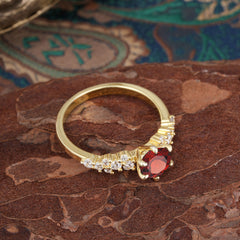 Round Garnet Promise Ring Classic Engagement Ring Six Claw Prong Setting