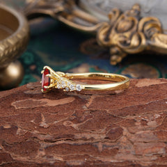 Round Garnet Promise Ring Classic Engagement Ring Six Claw Prong Setting