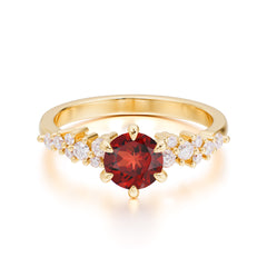 Round Garnet Promise Ring Classic Engagement Ring Six Claw Prong Setting