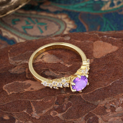 Luxury 6-Prong Round Cut Amethyst Ring
