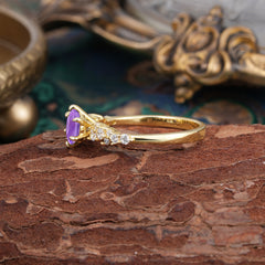 Luxury 6-Prong Round Cut Amethyst Ring