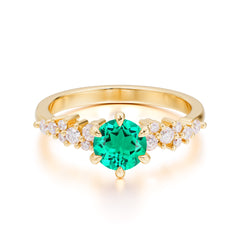 Round Emerald Promise Ring Classic Engagement Ring Six Claw Prong Setting