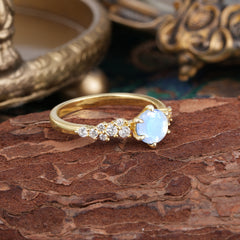 Luxury 6-Prong Round Cut Moonstone Ring