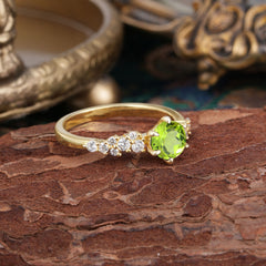 Rounded Peridot Promise Ring with Six Claw Classic Setting