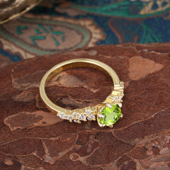 Rounded Peridot Promise Ring with Six Claw Classic Setting