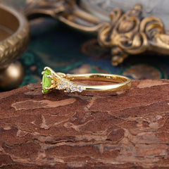 Rounded Peridot Promise Ring with Six Claw Classic Setting