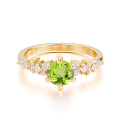 Round Peridot Promise Ring Classic Engagement Ring Six Claw Prong Setting