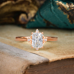 Emerald Cut 1 Carat Vintage Moissanite Engagement Ring