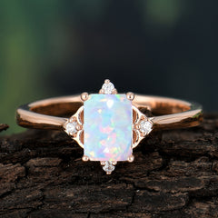Emerald Cut 1 Carat Opal Vintage Engagement Ring