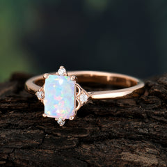 Emerald Cut 1 Carat Opal Vintage Engagement Ring