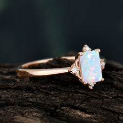 Emerald Cut 1 Carat Opal Vintage Engagement Ring