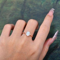 Emerald Cut 1 Carat Opal Vintage Engagement Ring