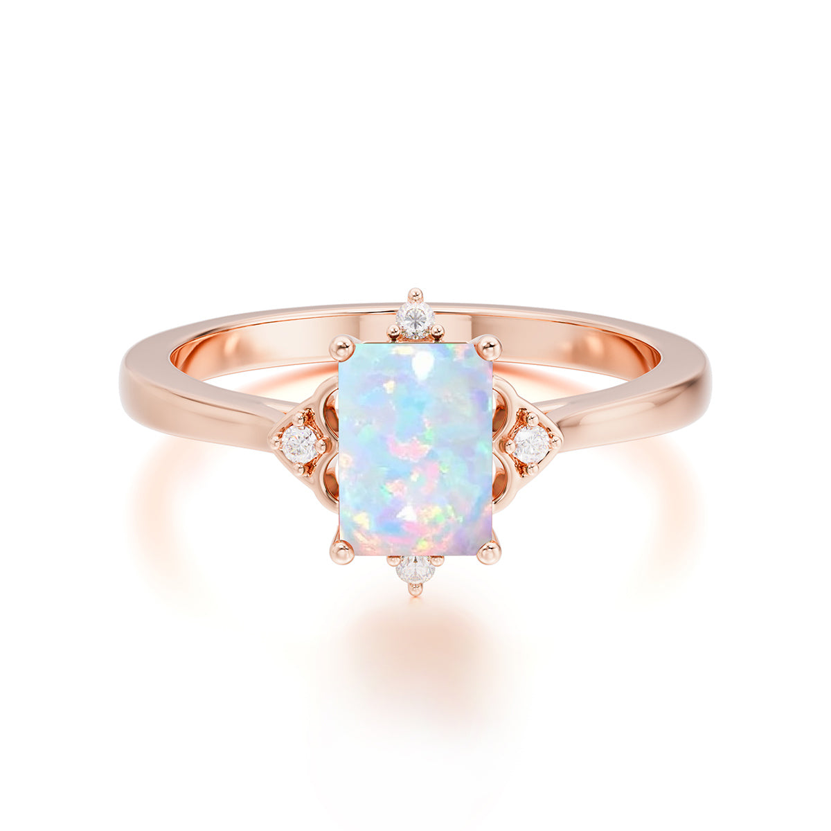 Emerald Cut 1 Carat Opal Vintage Engagement Ring