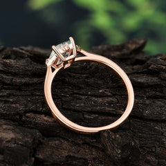 Emerald Cut 1 Carat Moss Agate Vintage Engagement Ring