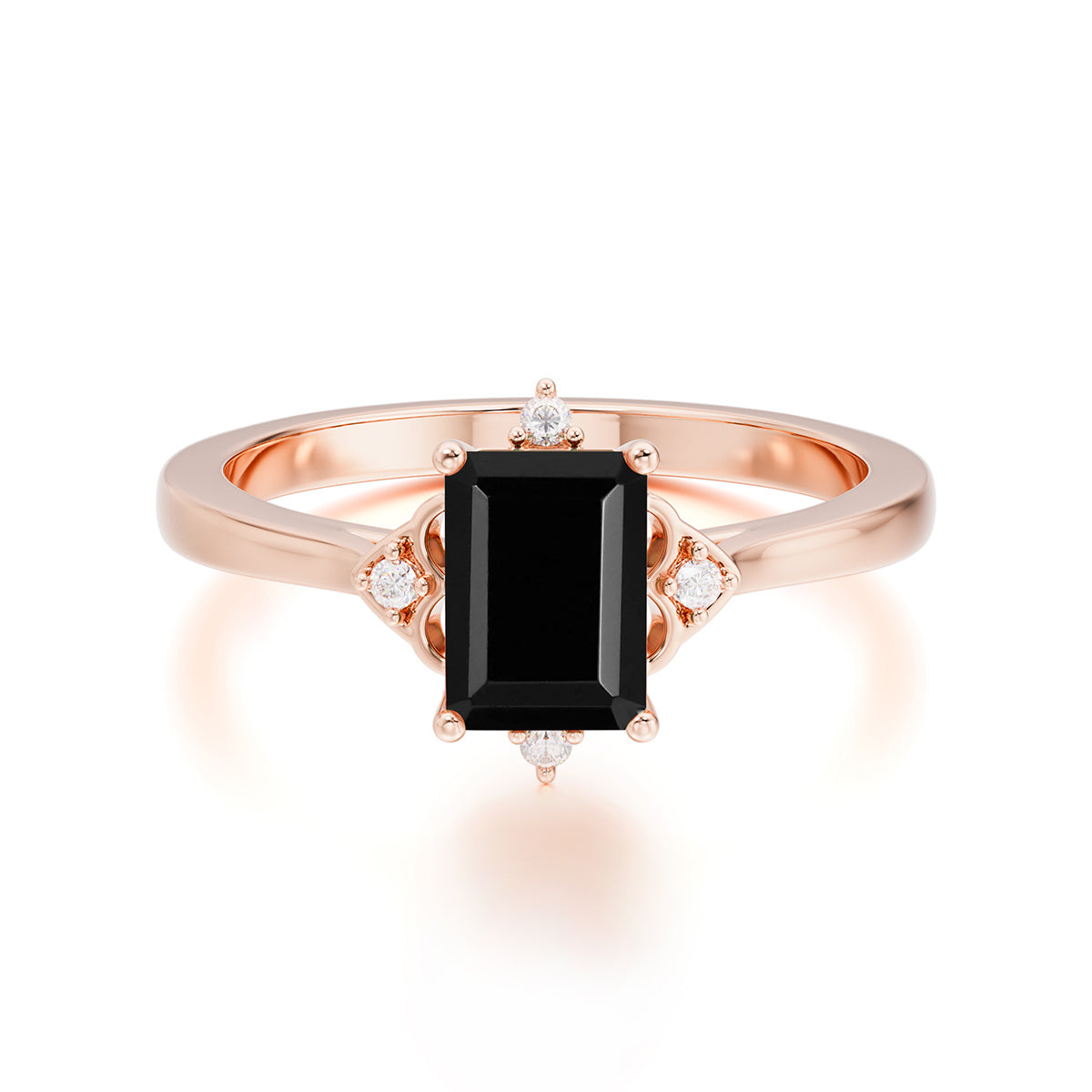 Emerald Cut 1 Carat Black Onyx Vintage Engagement Ring