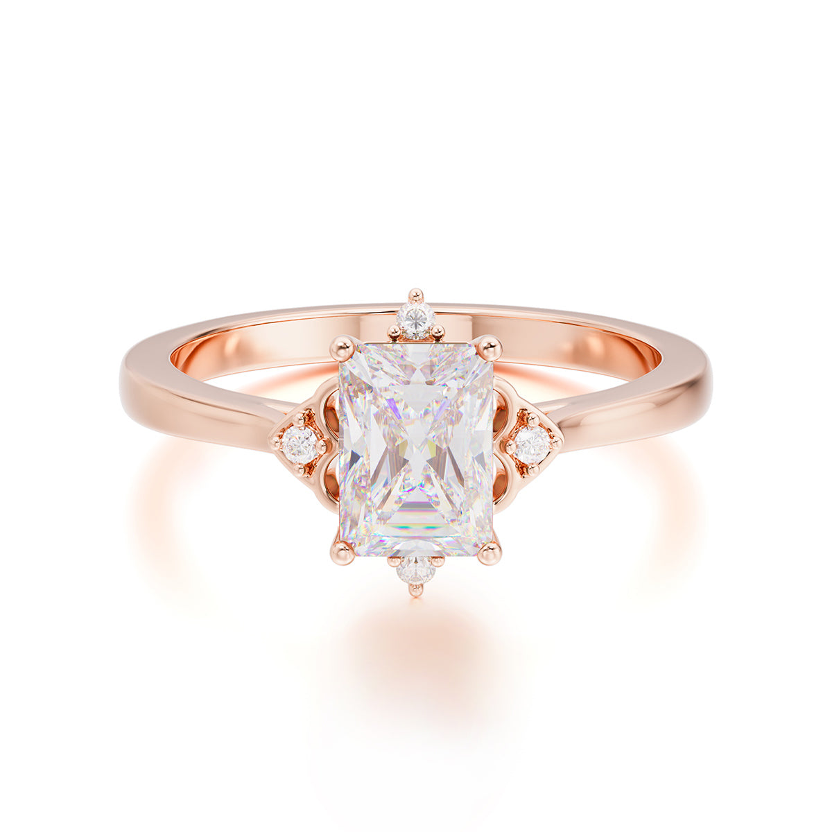 Emerald Cut 1 Carat Moissanite Vintage Engagement Ring