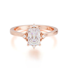 Emerald Cut 1 Carat Moissanite Vintage Engagement Ring