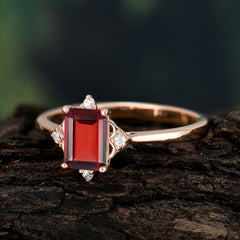 Emerald Cut 1 Carat Garnet Vintage Engagement Ring