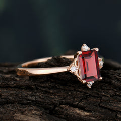 Emerald Cut 1 Carat Garnet Vintage Engagement Ring