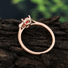 Emerald Cut 1 Carat Garnet Vintage Engagement Ring