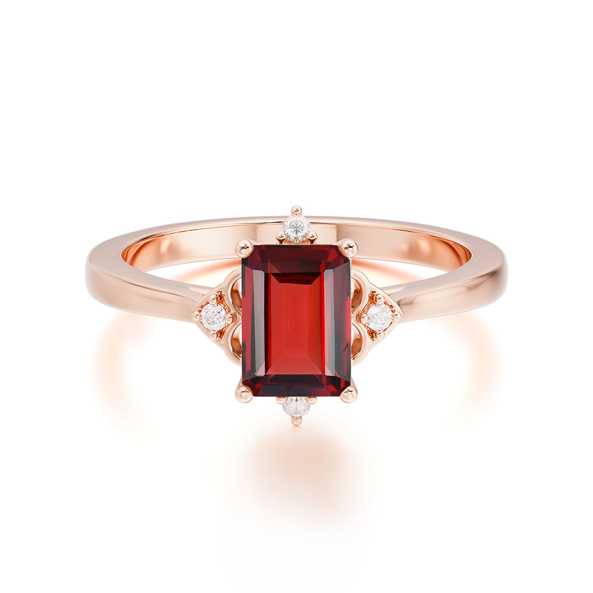 Emerald Cut 1 Carat Garnet Vintage Engagement Ring
