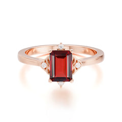 Emerald Cut 1 Carat Garnet Vintage Engagement Ring