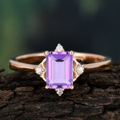 Emerald Cut 1 Carat Amethyst Vintage Engagement Ring