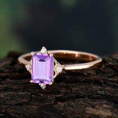 Emerald Cut 1 Carat Amethyst Vintage Engagement Ring