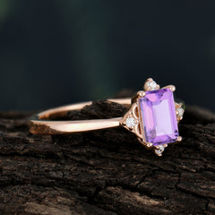 Emerald Cut 1 Carat Amethyst Vintage Engagement Ring