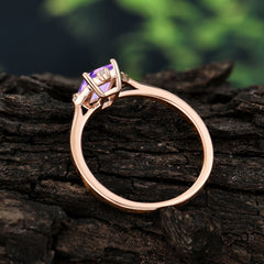 Emerald Cut 1 Carat Amethyst Vintage Engagement Ring