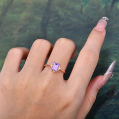 Emerald Cut 1 Carat Amethyst Vintage Engagement Ring