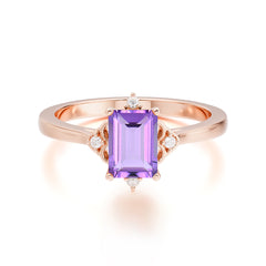 Emerald Cut 1 Carat Amethyst Vintage Engagement Ring