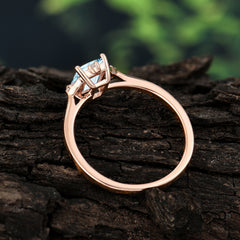 Emerald Cut 1 Carat Aquamarine Vintage Engagement Ring