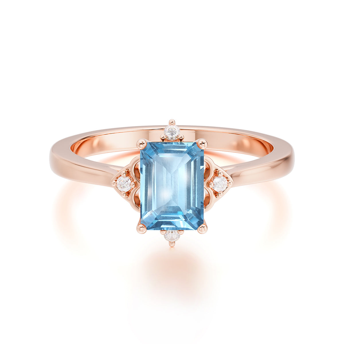 Emerald Cut 1 Carat Aquamarine Vintage Engagement Ring
