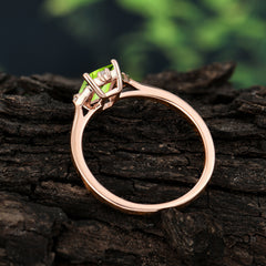 Emerald Cut 1 Carat Peridot Vintage Engagement Ring