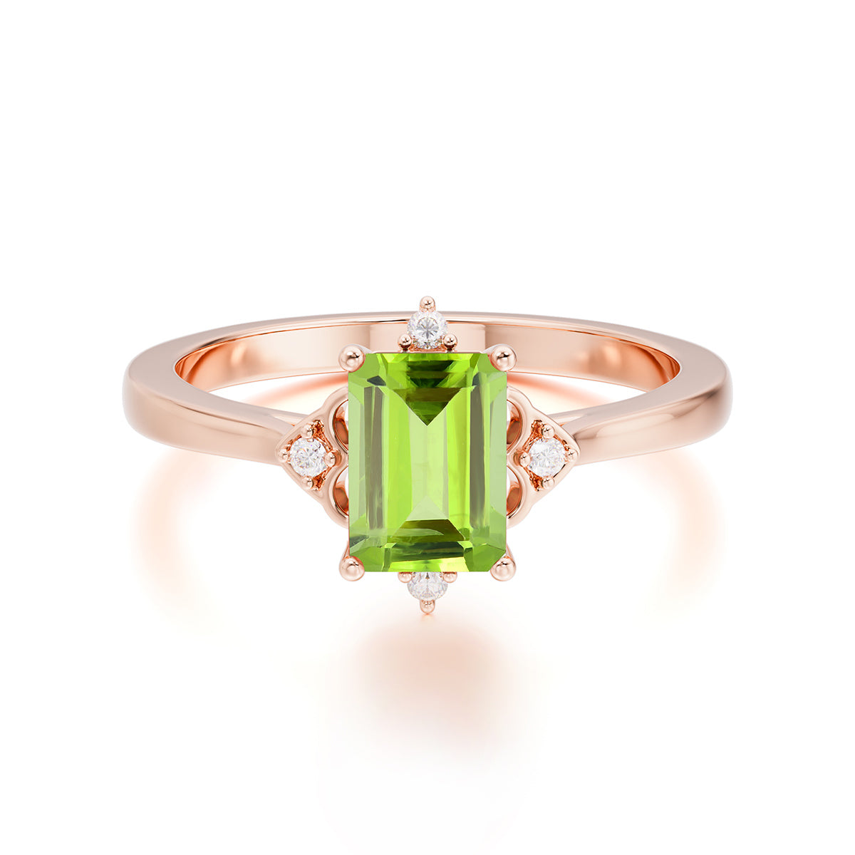 Emerald Cut 1 Carat Peridot Vintage Engagement Ring