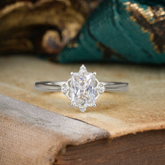 Emerald Cut 1 Carat Vintage Moissanite Engagement Ring