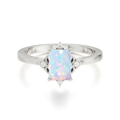 Emerald Cut 1 Carat Opal Vintage Engagement Ring