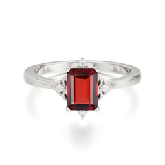 Emerald Cut 1 Carat Garnet Vintage Engagement Ring