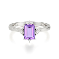 Emerald Cut 1 Carat Amethyst Vintage Engagement Ring