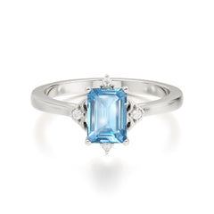 Emerald Cut 1 Carat Aquamarine Vintage Engagement Ring